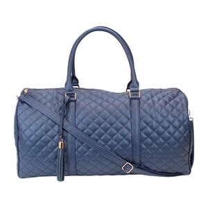 Ms. Lovely Dark Blue Large Quilted Weekender Duffle Bag - 22” x 10” x 11”
